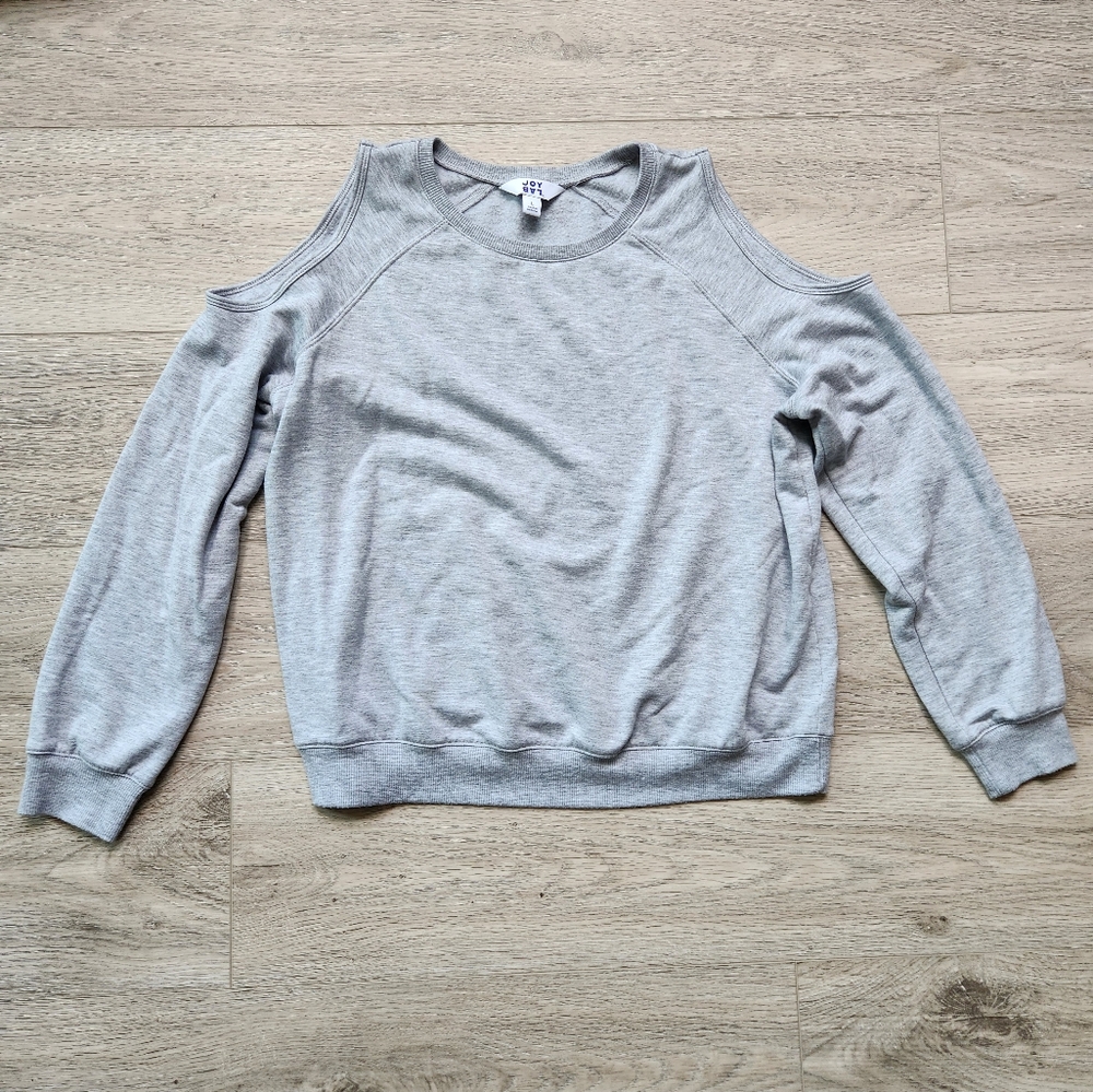JoyLab Gray Cold Shoulder Sweater Top Womens Size Large Modal Lightweight Casual